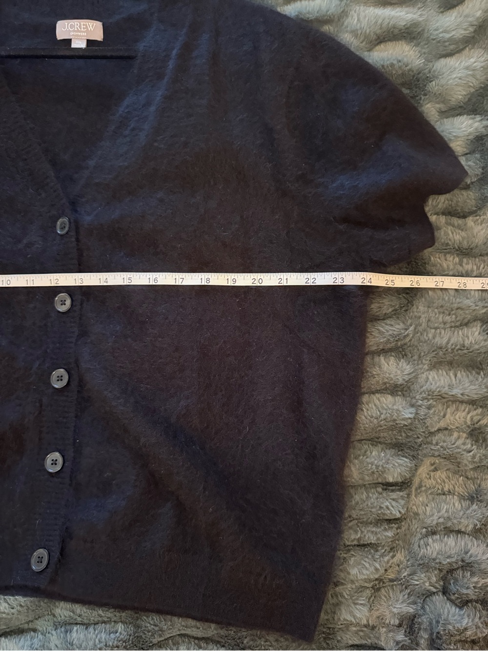 NWOT J.Crew Brushed Cashmere Black Short-Sleeve V-Neck Button Cardigan - Picture 4 of 5
